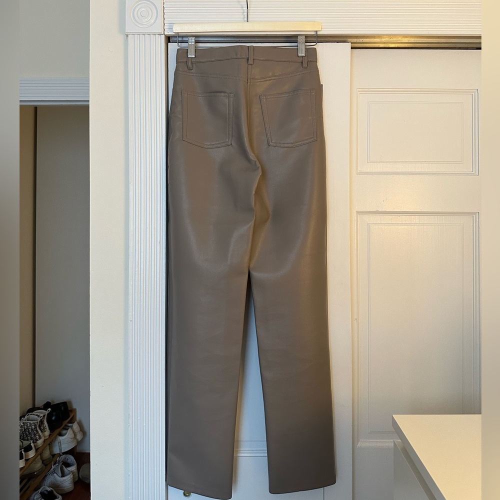 Aritzia Melina Faux Leather Pant Size 4 Tall/Long Color Taupe - Picture 4 of 4